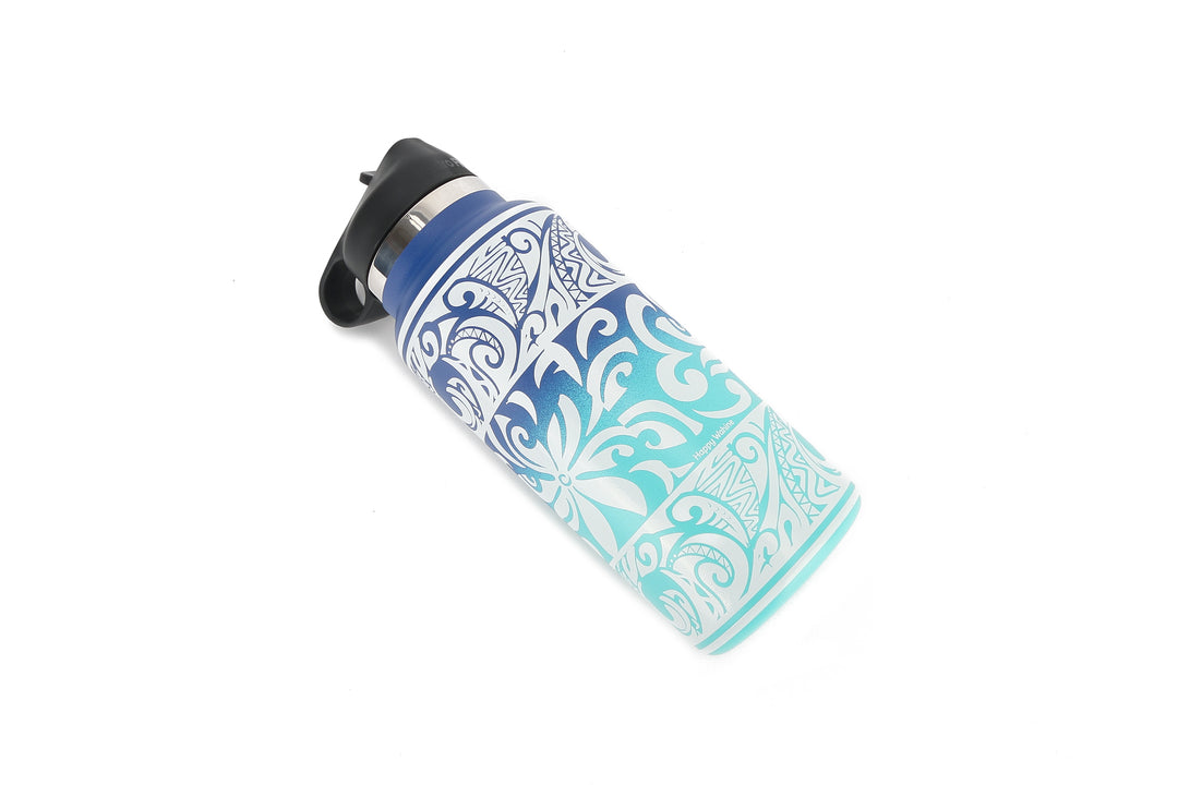 Insulated Water Bottle 32oz Tapa Tiare Blue-Aqua