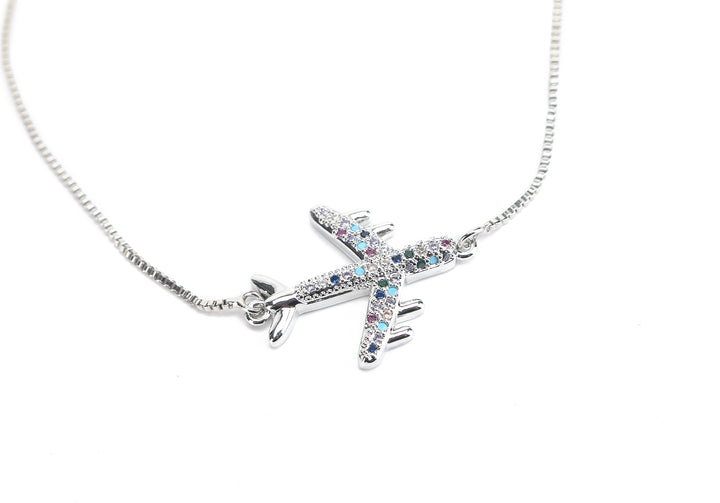 JW Crystal Bracelet Airplane Silver
