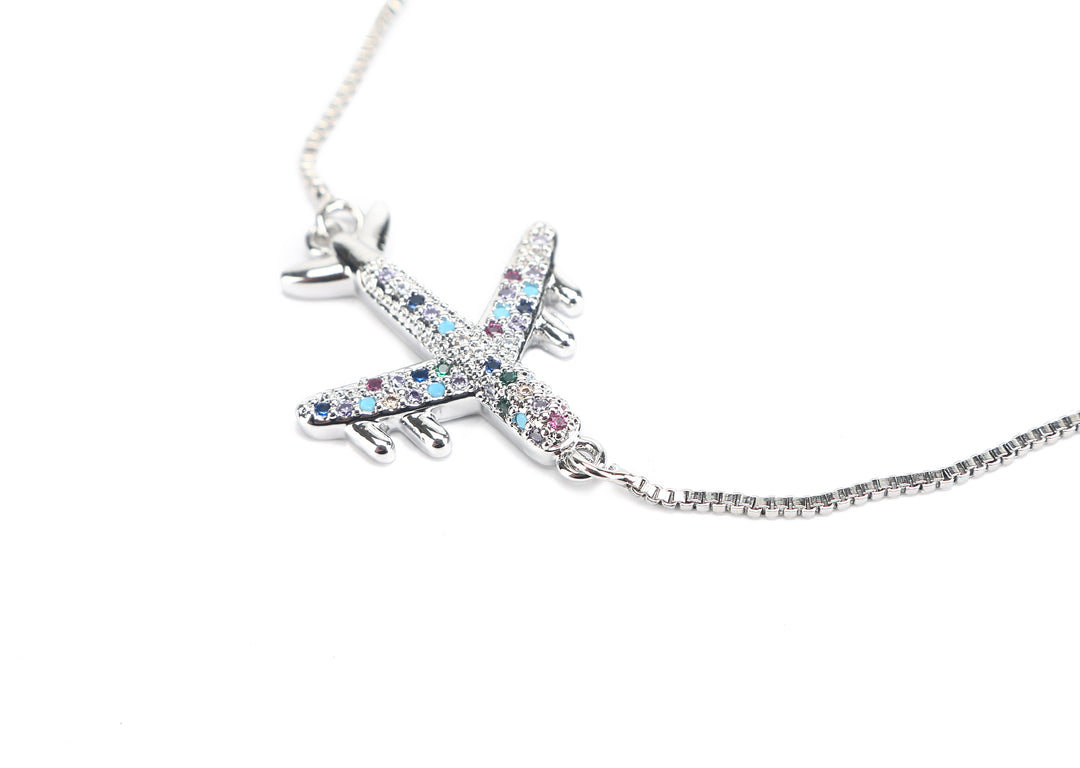JW Crystal Bracelet Airplane Silver