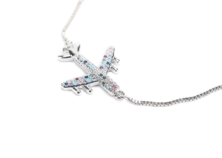JW Crystal Bracelet Airplane Silver