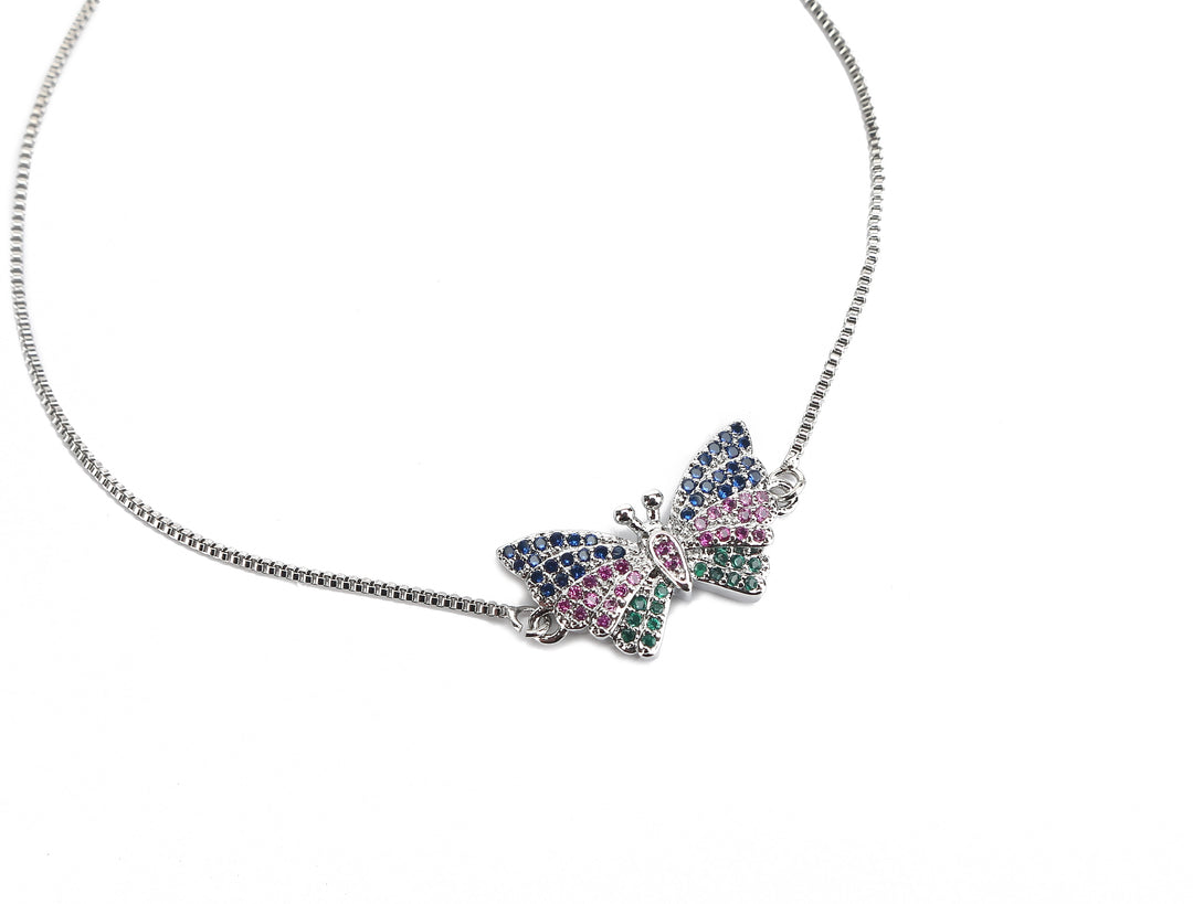JW Crystal Bracelet Butterfly Silver
