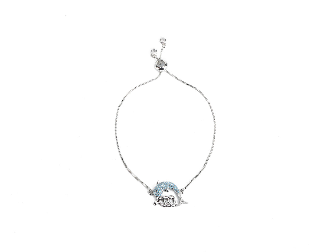 JW Crystal Bracelet Dolphin Wave Silver