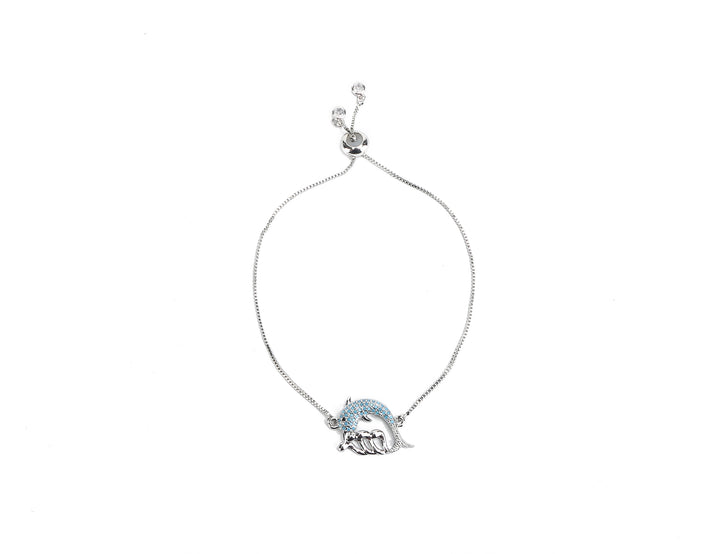 JW Crystal Bracelet Dolphin Wave Silver