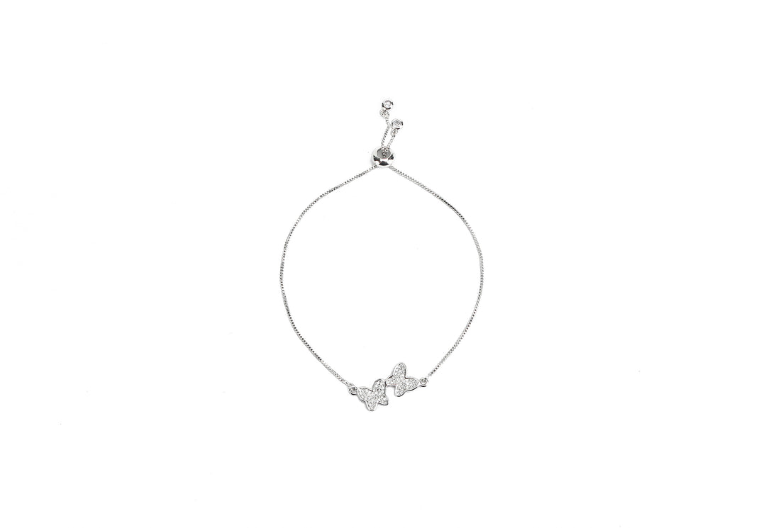 JW Crystal Bracelet Butterfly Pair Silver