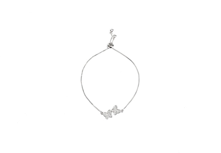 JW Crystal Bracelet Butterfly Pair Silver