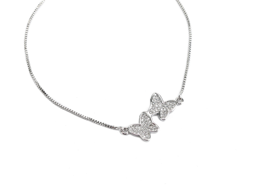 JW Crystal Bracelet Butterfly Pair Silver