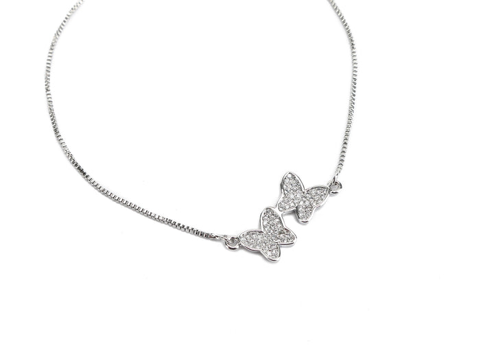 JW Crystal Bracelet Butterfly Pair Silver
