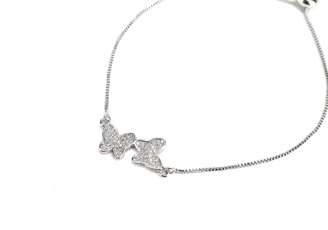 JW Crystal Bracelet Butterfly Pair Silver