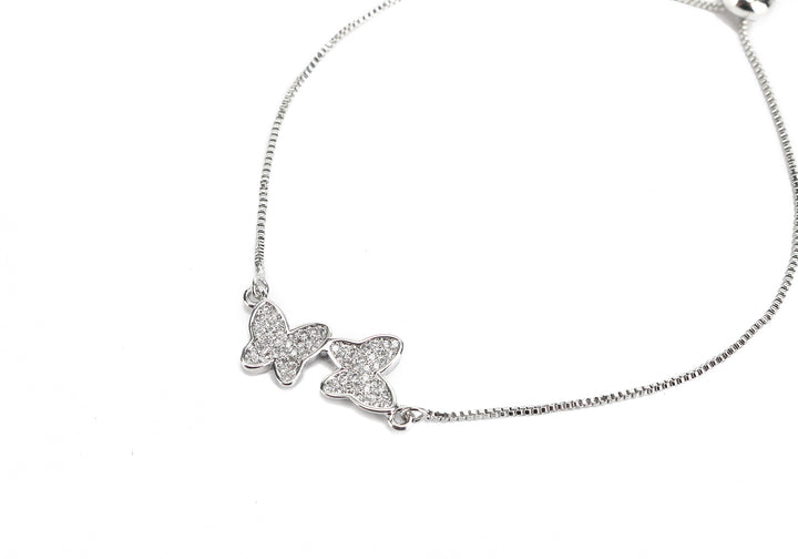 JW Crystal Bracelet Butterfly Pair Silver