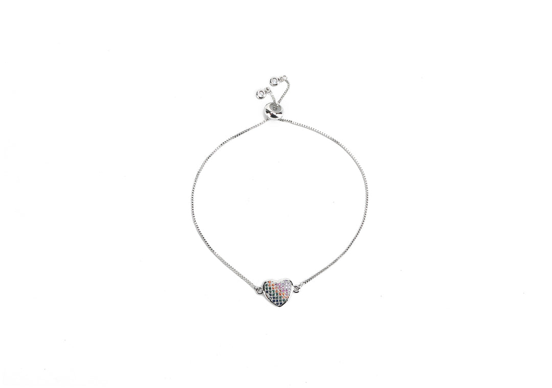 JW Crystal Bracelet Heart Silver