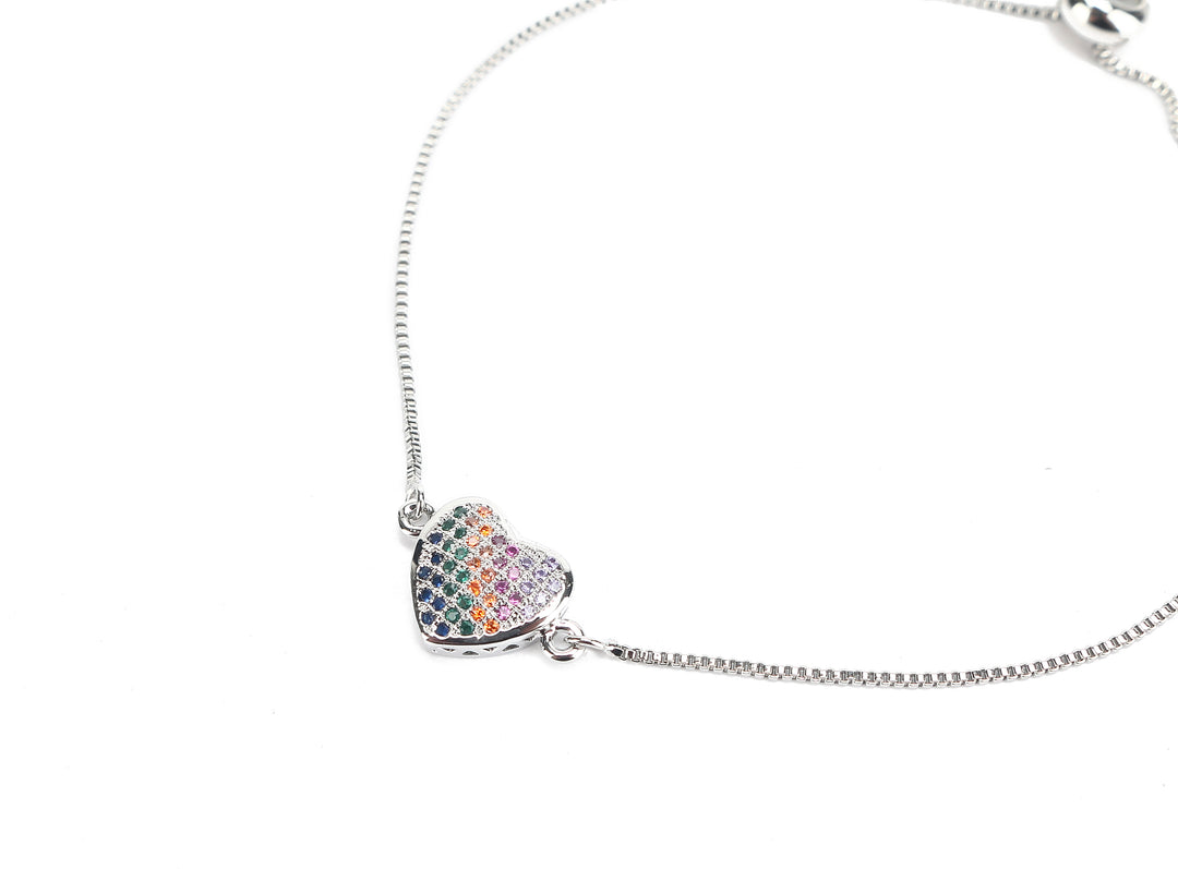 JW Crystal Bracelet Heart Silver