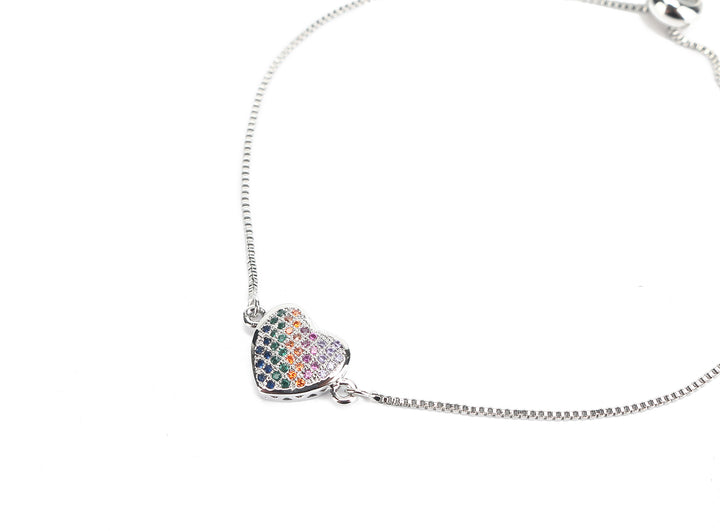 JW Crystal Bracelet Heart Silver
