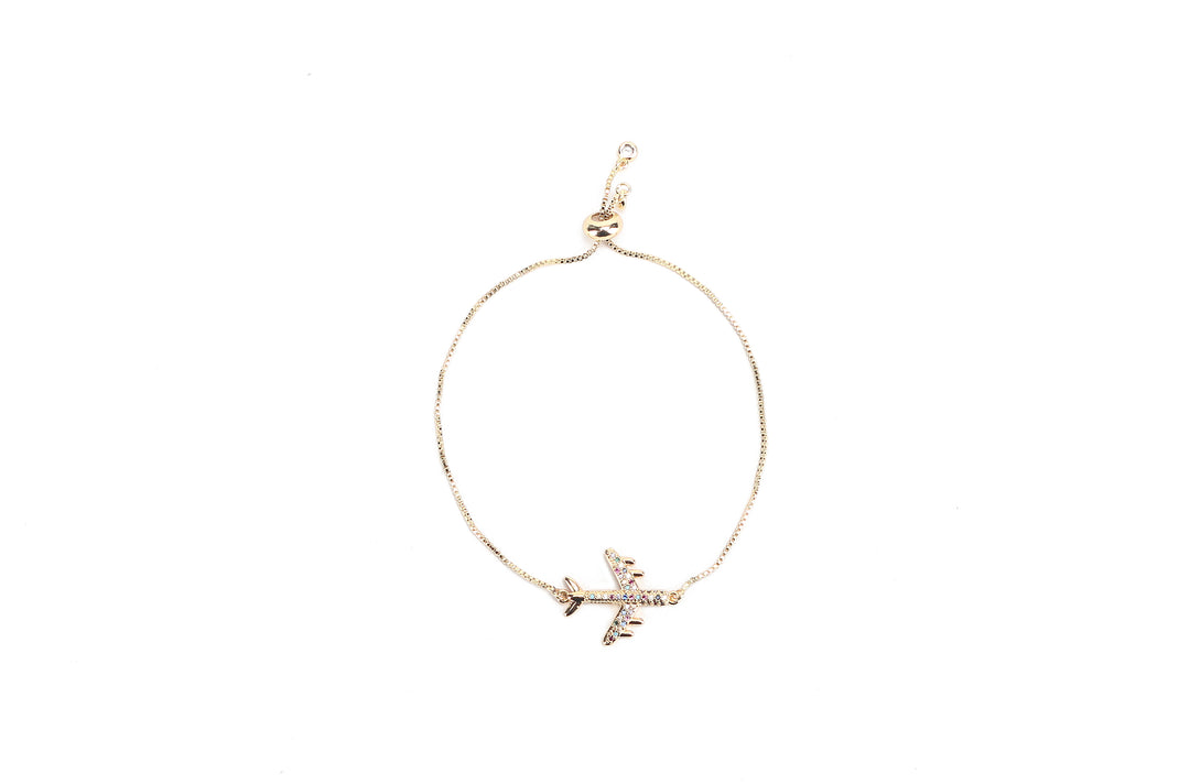 JW Crystal Bracelet Airplane Gold