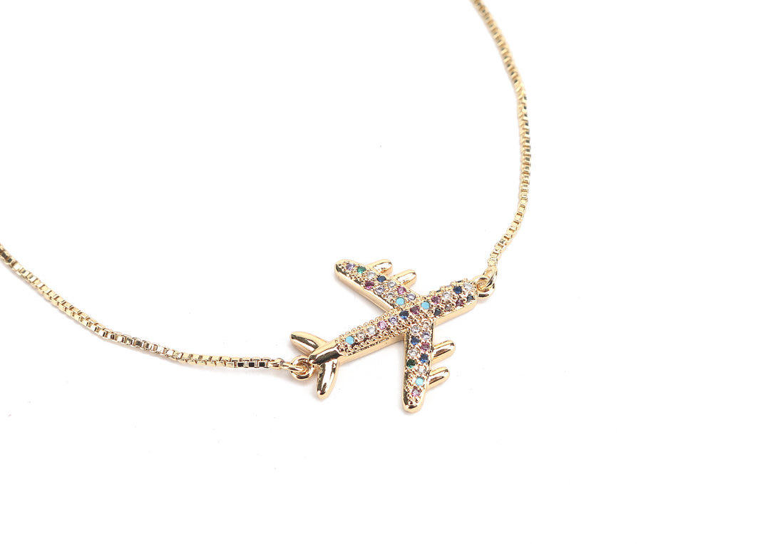 JW Crystal Bracelet Airplane Gold