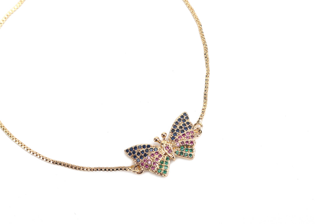 JW Crystal Bracelet Butterfly Gold
