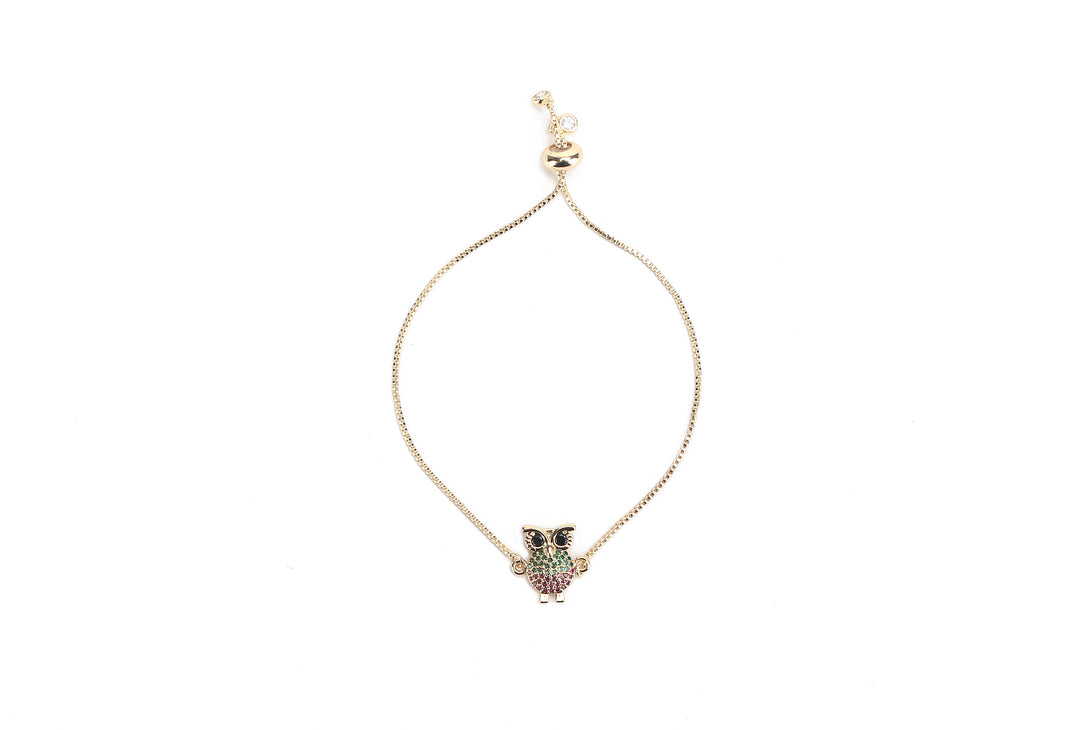JW Crystal Bracelet Owl Gold