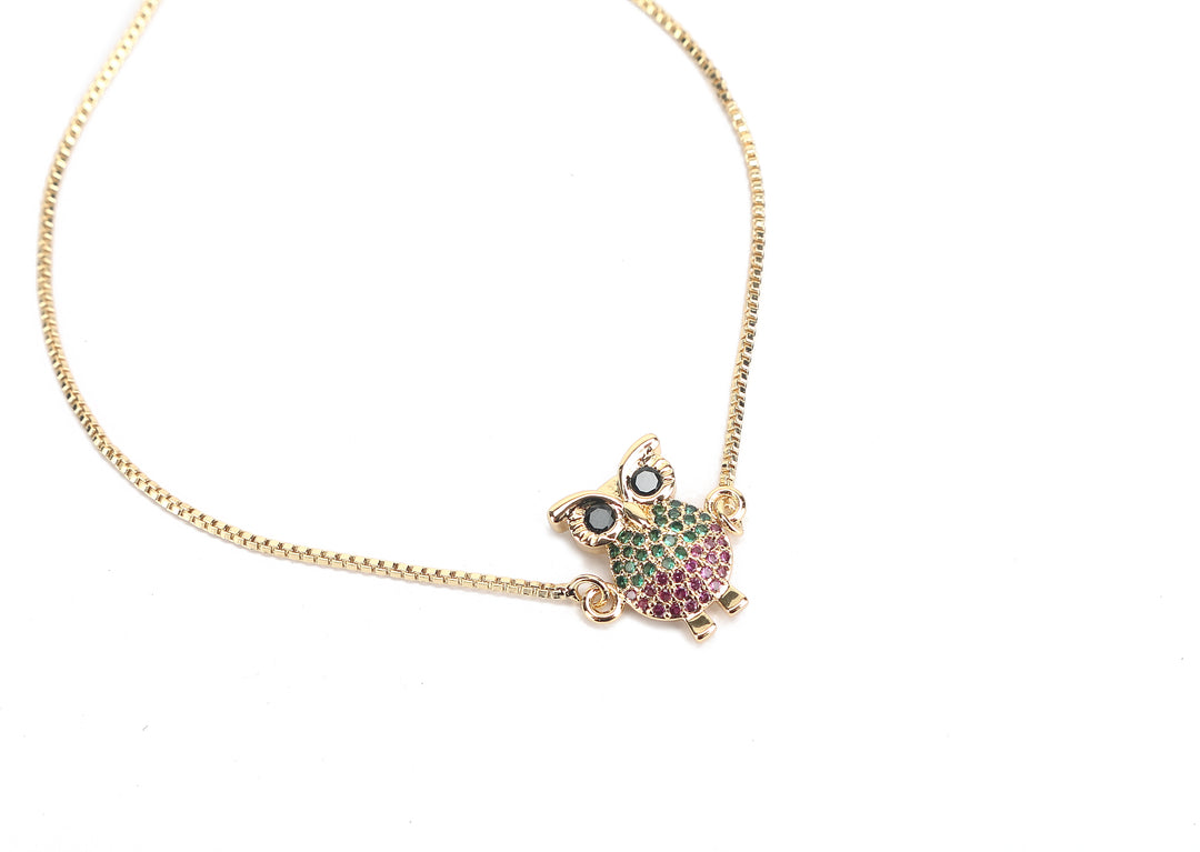 JW Crystal Bracelet Owl Gold