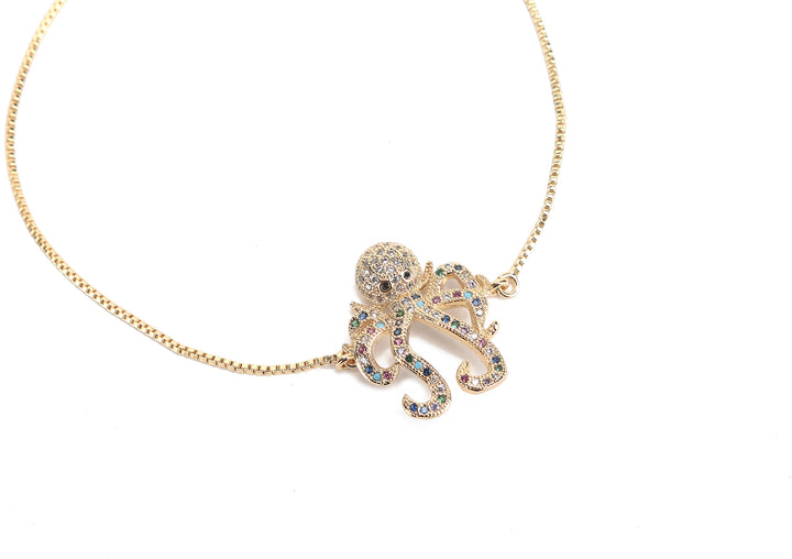JW Crystal Bracelet Octopus Gold