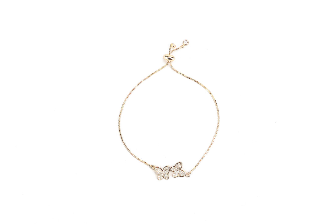 JW Crystal Bracelet Butterfly Pair Gold