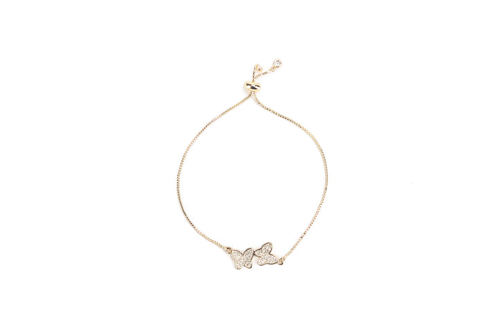JW Crystal Bracelet Butterfly Pair Gold