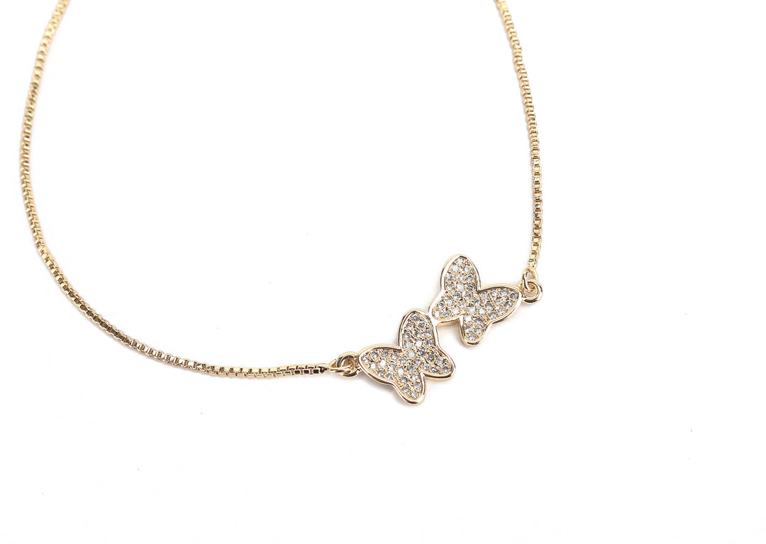 JW Crystal Bracelet Butterfly Pair Gold