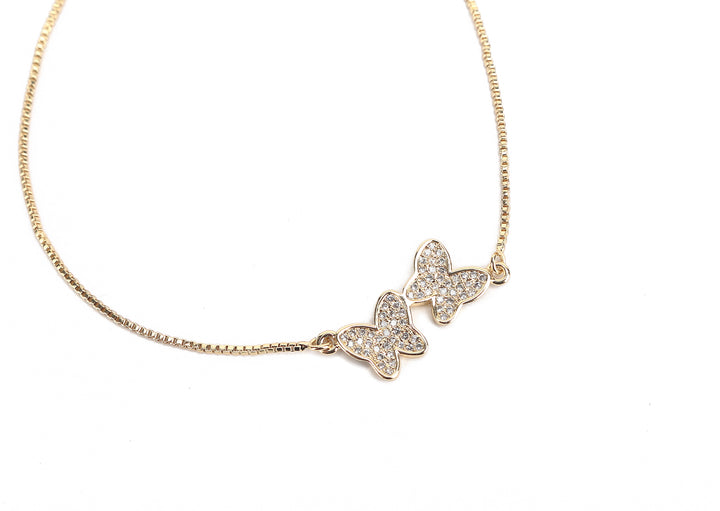 JW Crystal Bracelet Butterfly Pair Gold