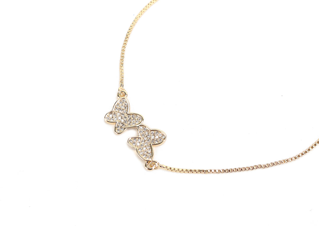JW Crystal Bracelet Butterfly Pair Gold