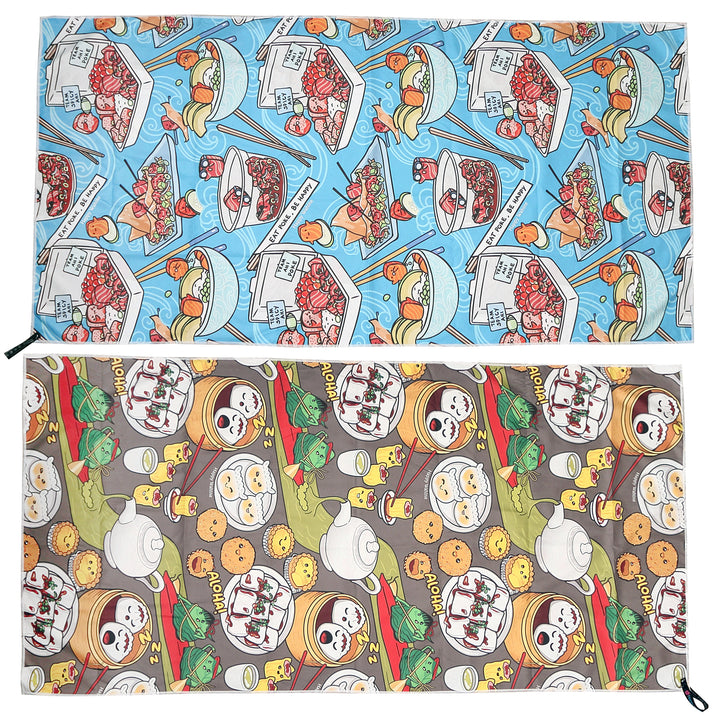 Sand-free Reversible Beach Towel Dim Sum Grey Poke Competition Blue