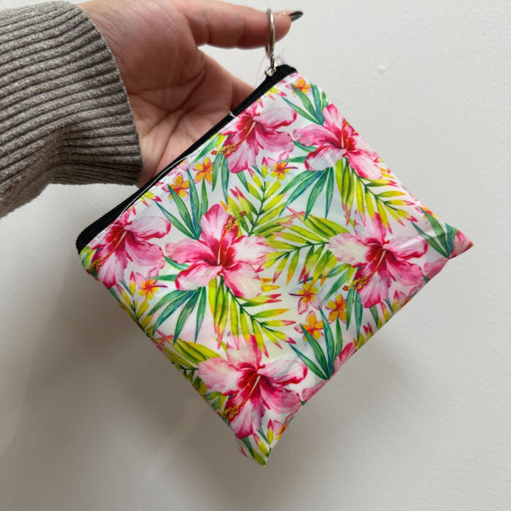Foldable Bag Jake Watercolor Hibiscus White