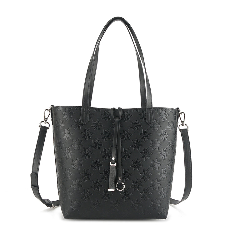 Reversible Tote Nancy Small Tiare Embossed Black