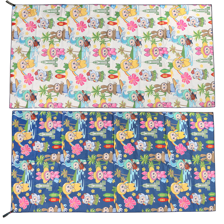 Beach Towel Reversible Local Monsteras Navy