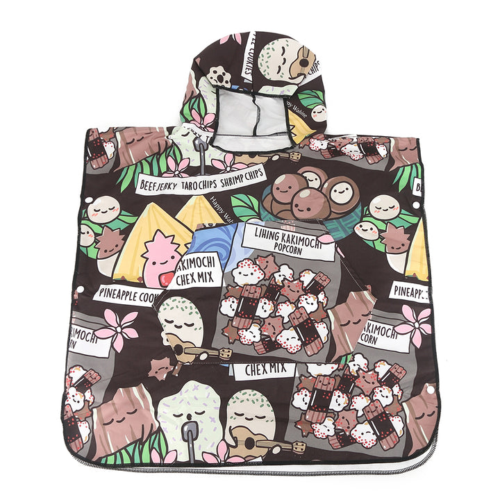 Hooded Beach Towel Kids Local Snacks Black