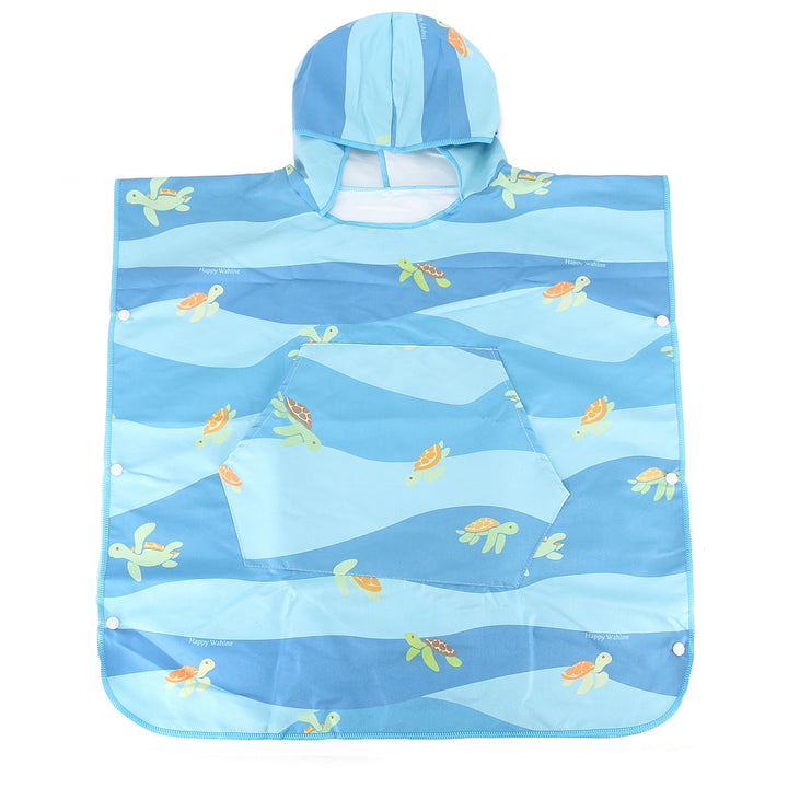 Hooded Beach Towel Kids Aloha Turtles Blue