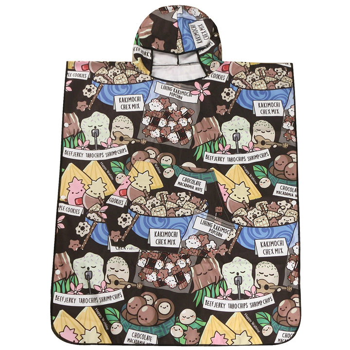 Hooded Beach Towel Teenager Local Snacks Black