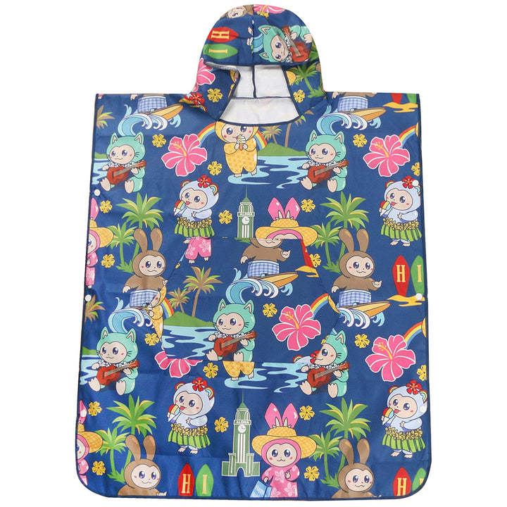 Hooded Beach Towel Teenager Aloha Turtles Pink