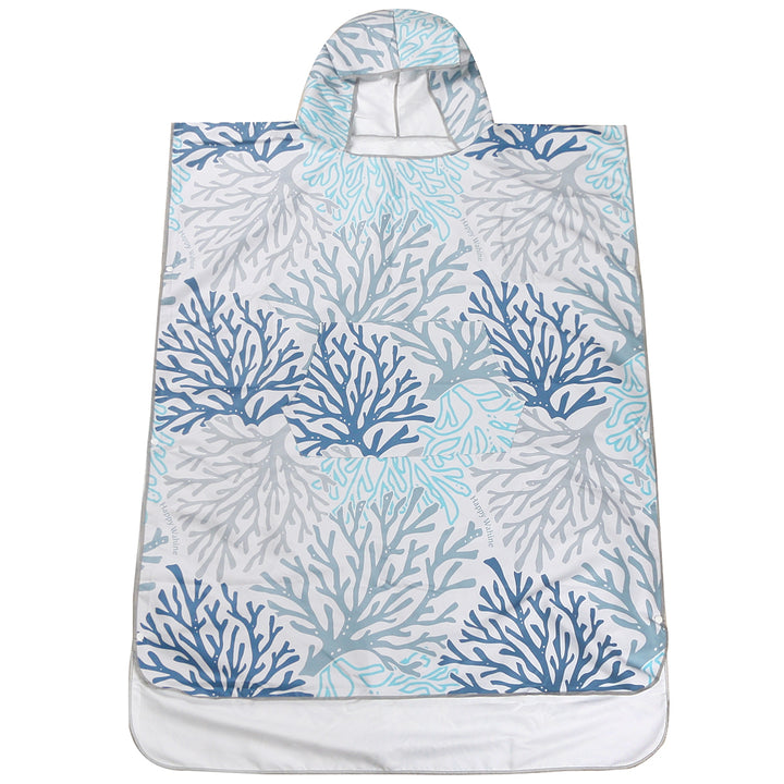 Hooded Beach Towel Adult Coral Blue
