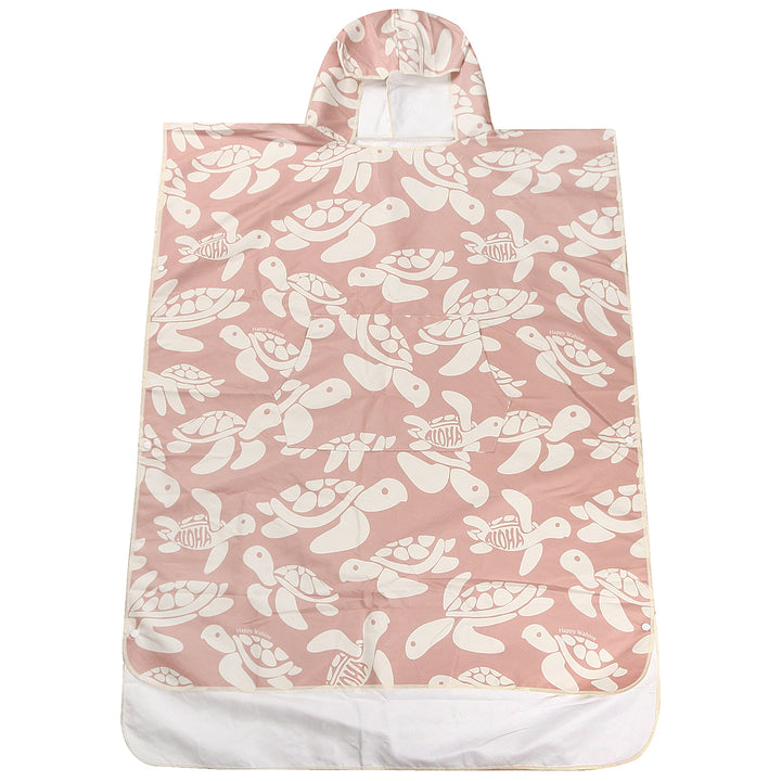 Hooded Beach Towel Adult Big Turtles Pink