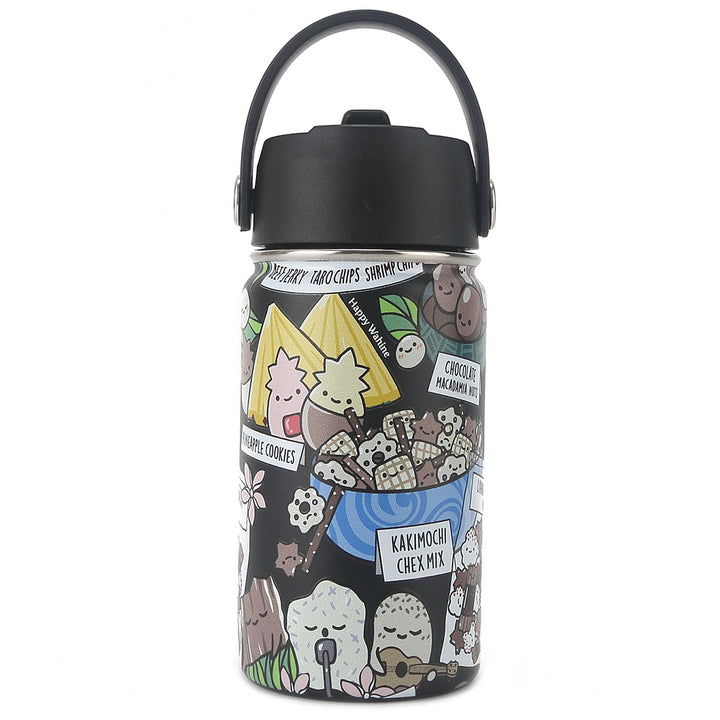 Insulated Water Bottle 12oz Local Snacks Black