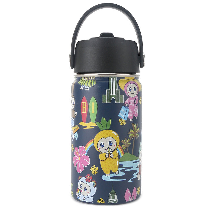 Insulated Water Bottle 12oz Aloha Monsters Navy