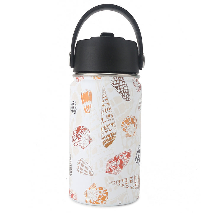Insulated Water Bottle 12oz Cone Shells White