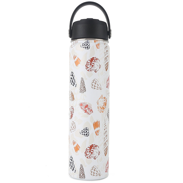 Insulated Water Bottle 24oz Cone Shells White