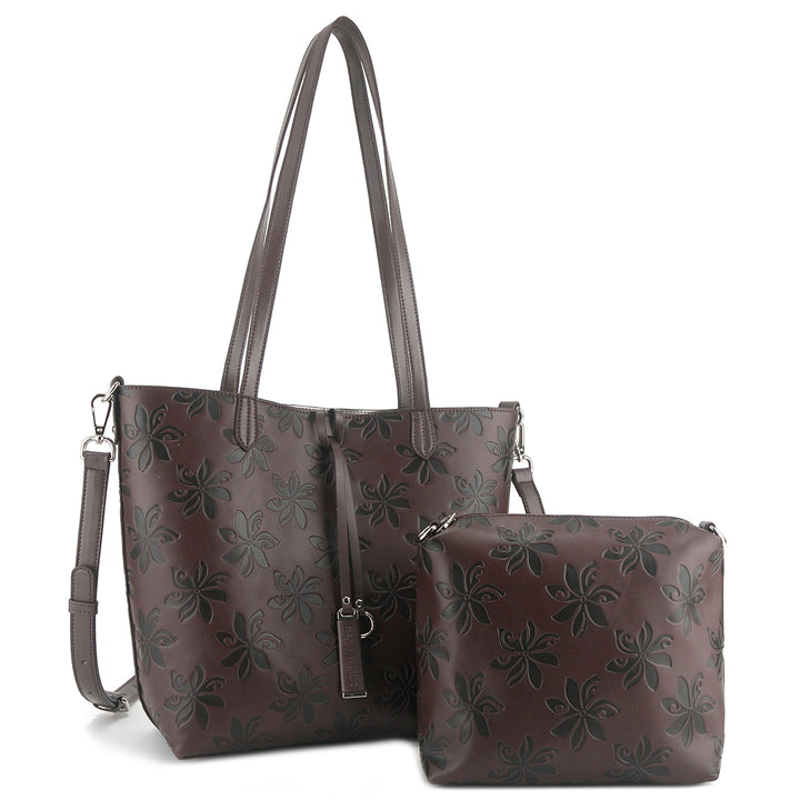 Reversible Tote Nancy Small Tiare Brown Embossed