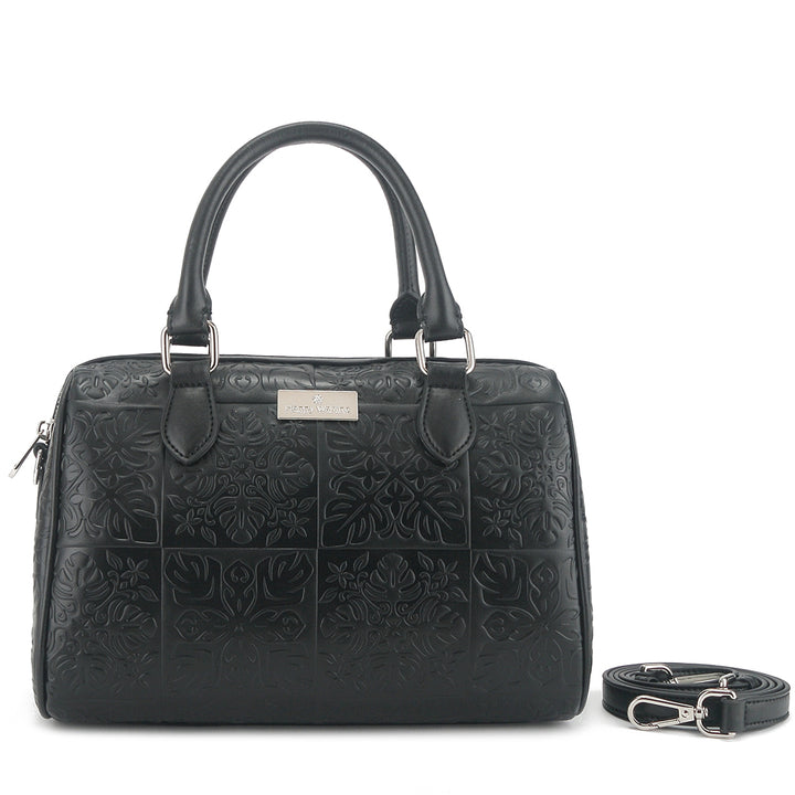 Satchel Michelle Quilt Black Embossed