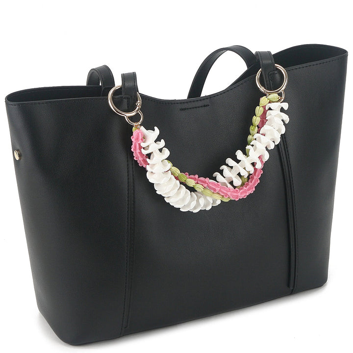 Lei Deco Charm 3 Strand Plumeria White Pikake Green Crownflower Pink