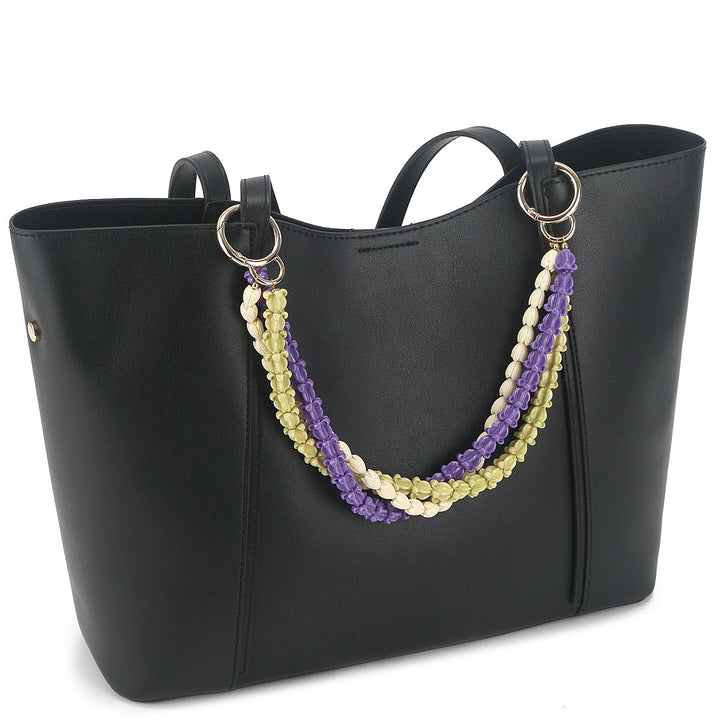 Lei Deco Charm 3 Strand Crownflower Purple &amp; Green Pikake White