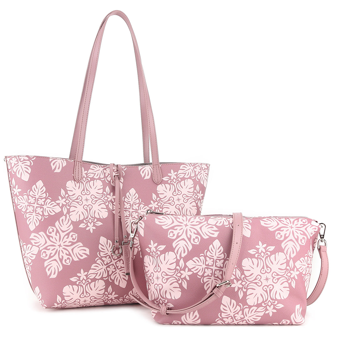 Reversible Tote Nancy Large Quilt Dusty Rose