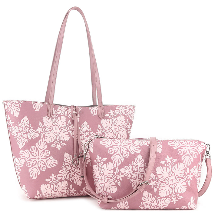 Reversible Tote Nancy Large Quilt Dusty Rose