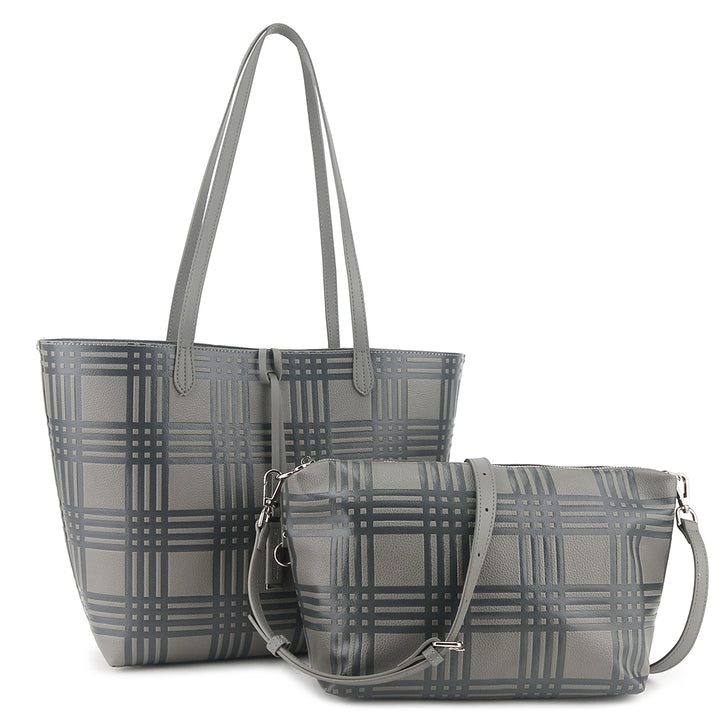 Reversible Tote Nancy Large Palaka Embossed Grey