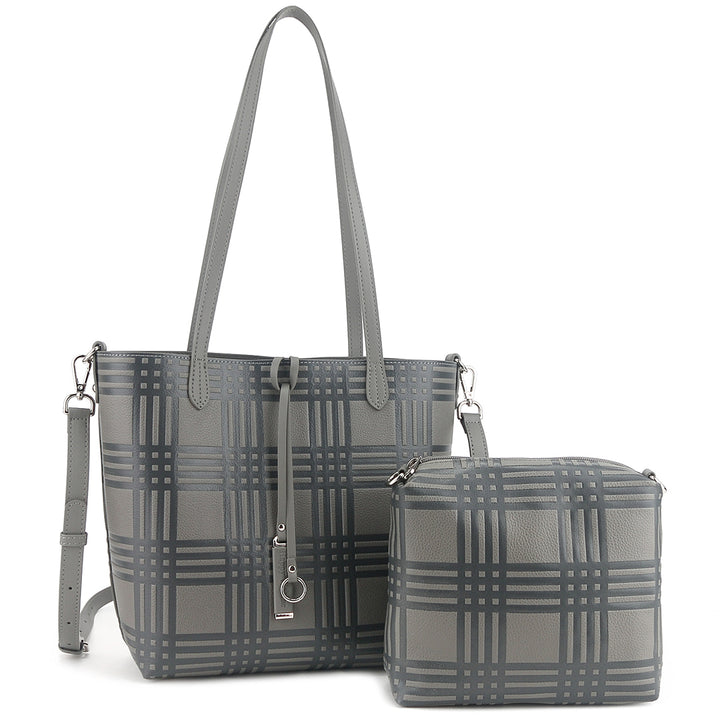Reversible Tote Nancy Small Palaka Embossed Grey