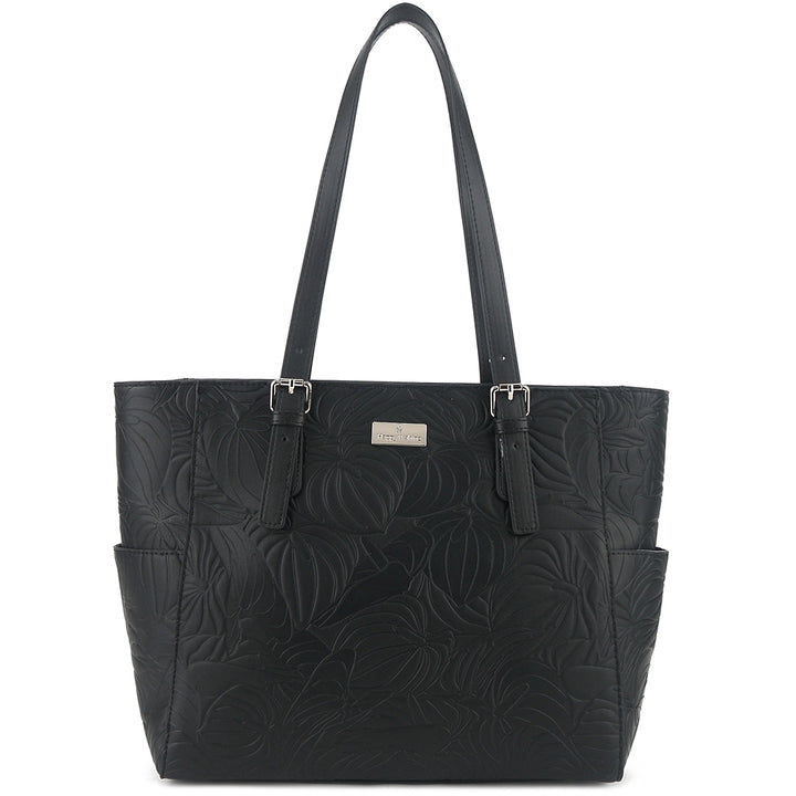 Tote Elizabeth Anthurium Embossed Black